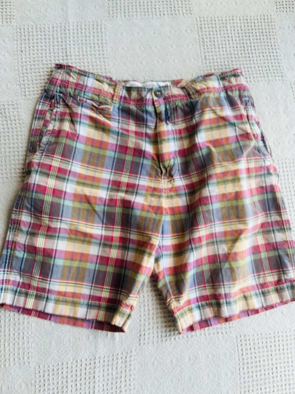 Men’s American Eagle Madras Vintage Wash Plaid Cotton 5 Pocket 10” Short 36